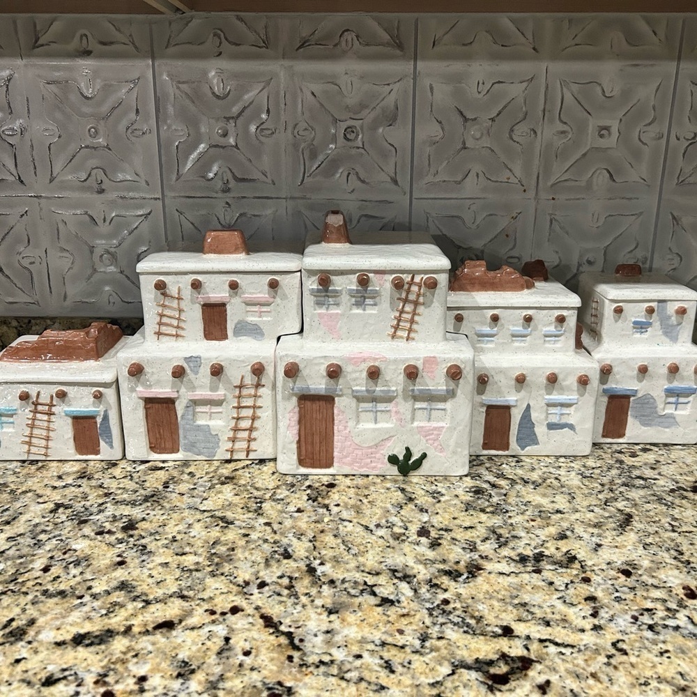 Southwestern Adobe village canister 10 pc set​​​​​​